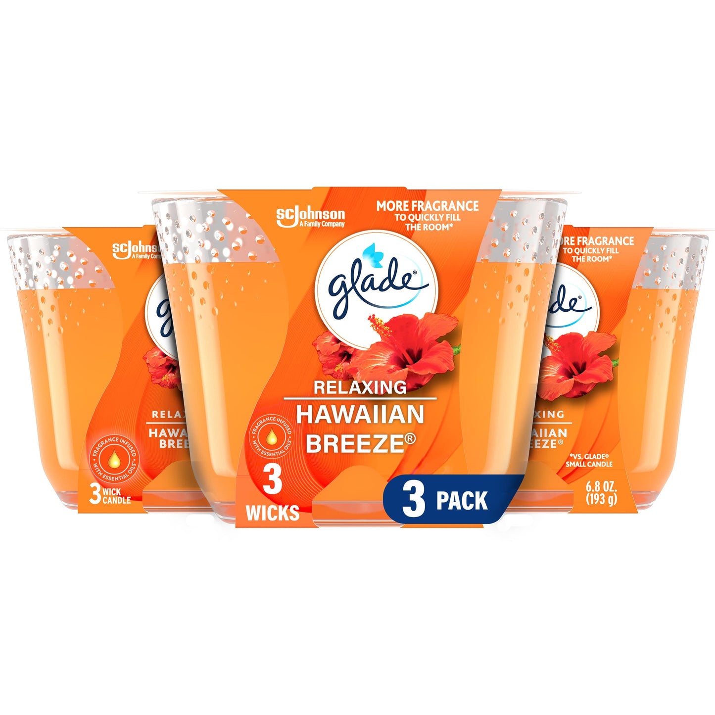 GLADE CANDLE HAWAIIAN BREEZE 6.8OZ/3CS
