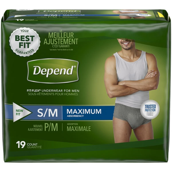 DEPEND UNDERWEAR S/M MEN 19PC x 2Pack