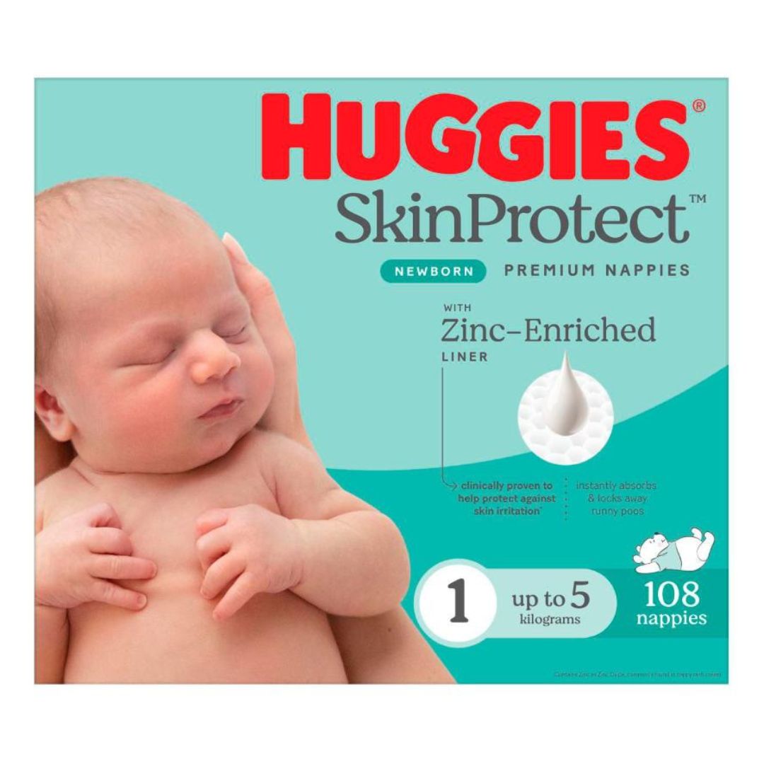 Huggies Skin Protect Newborn Nappies Size 108