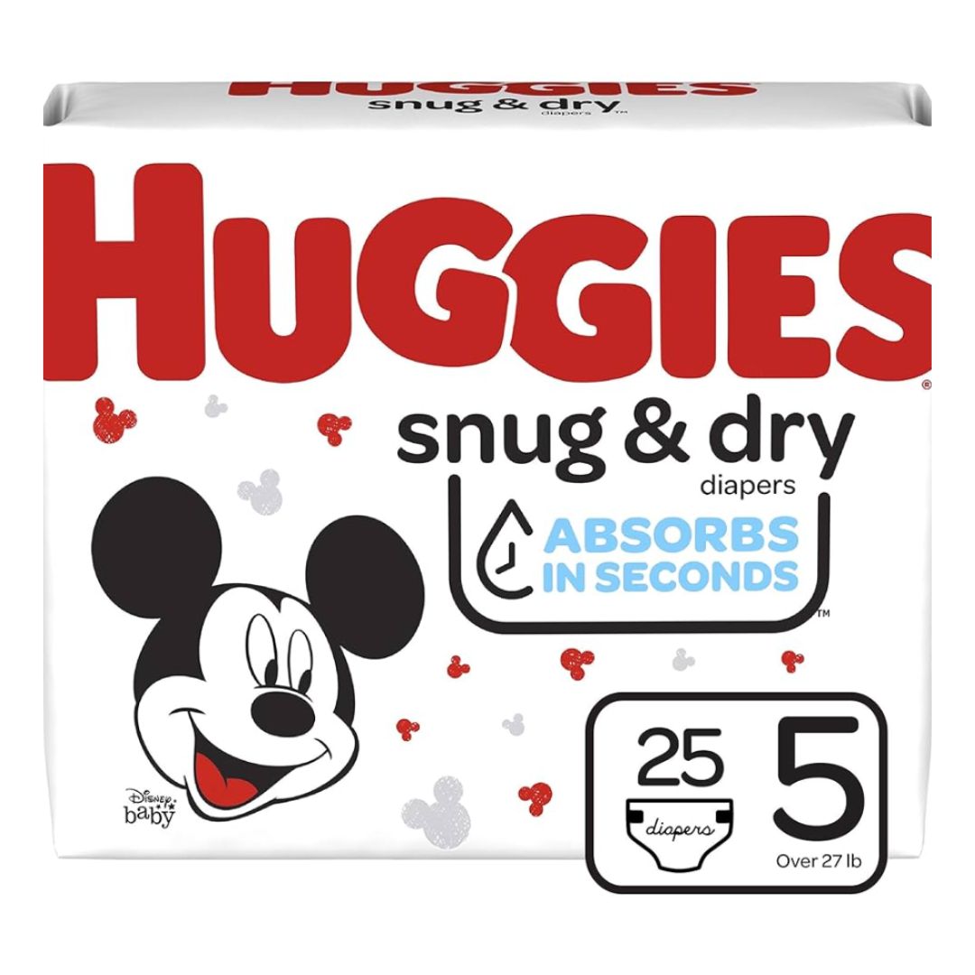 Huggies Snug & Dry Diapers, Size 5 (27+ lb.), 25 Ct / 4 Case