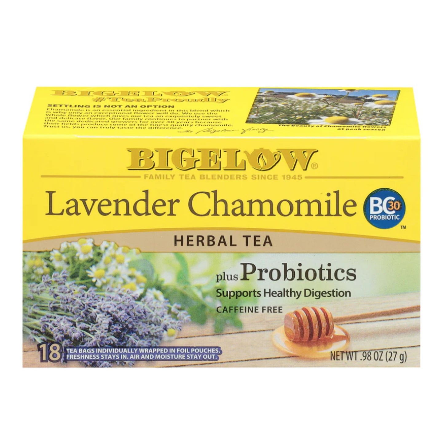BIGELOW Lavender Chamomile Herbal Tea with Probiotics 18BAGS