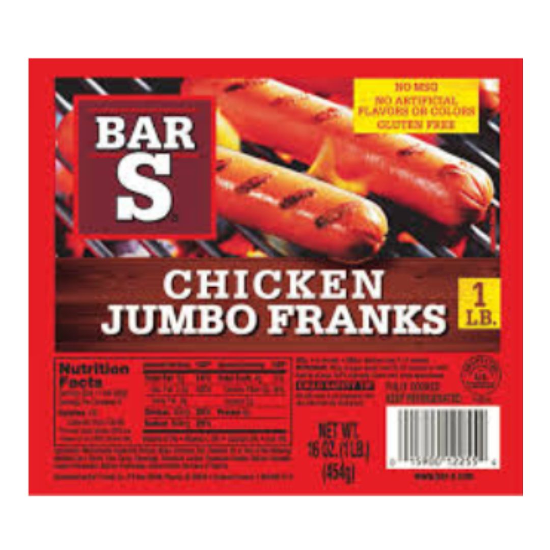 BAR S JUMBO CHICKEN FRANK 16OZ / 24