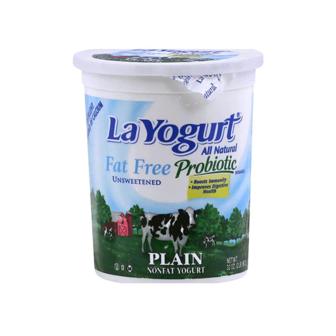 La Yogurt Fat Free Probiotic Plain Yogurt , 32 oz x 8