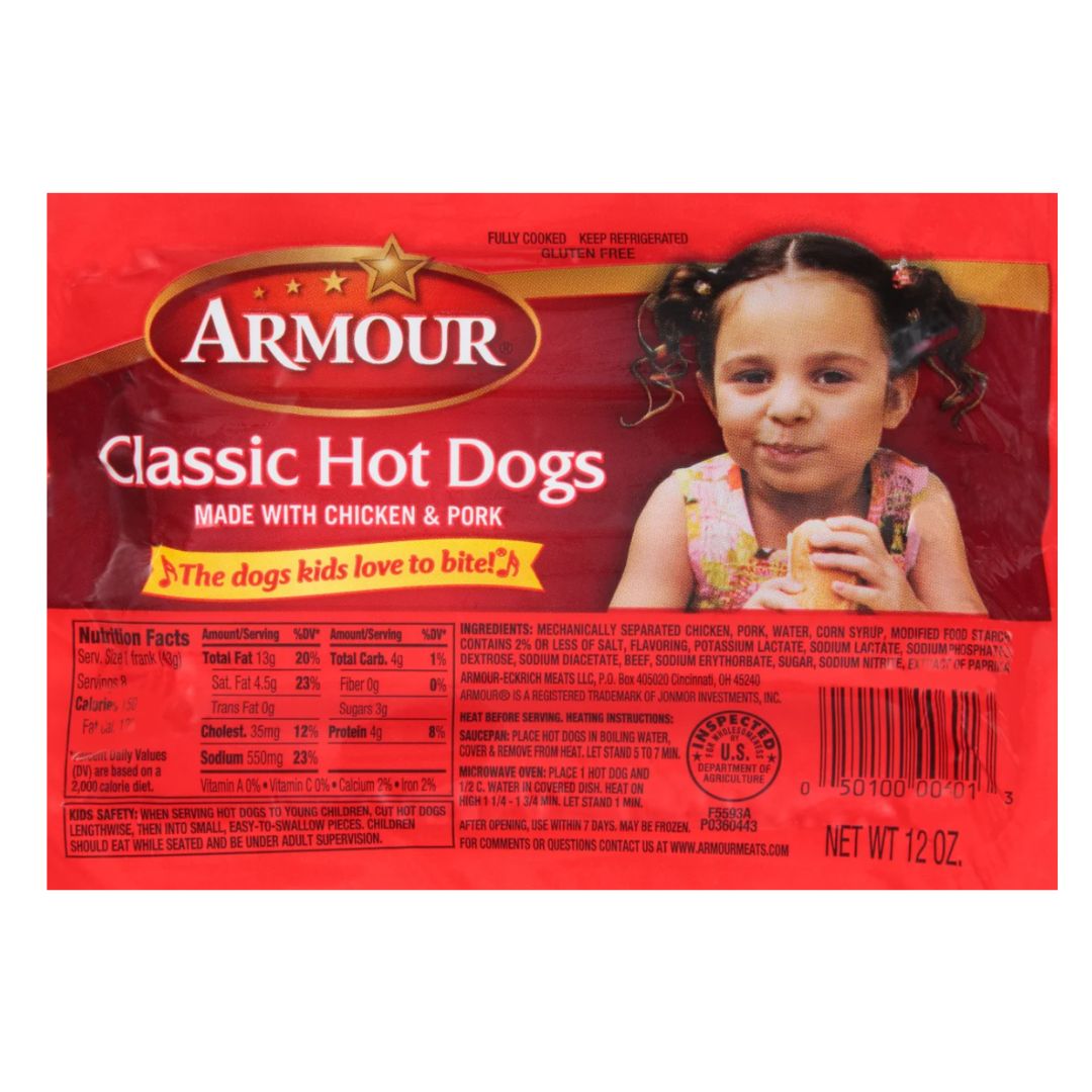ARMOUR HOT DOG JUMBO 12 / 14OZ