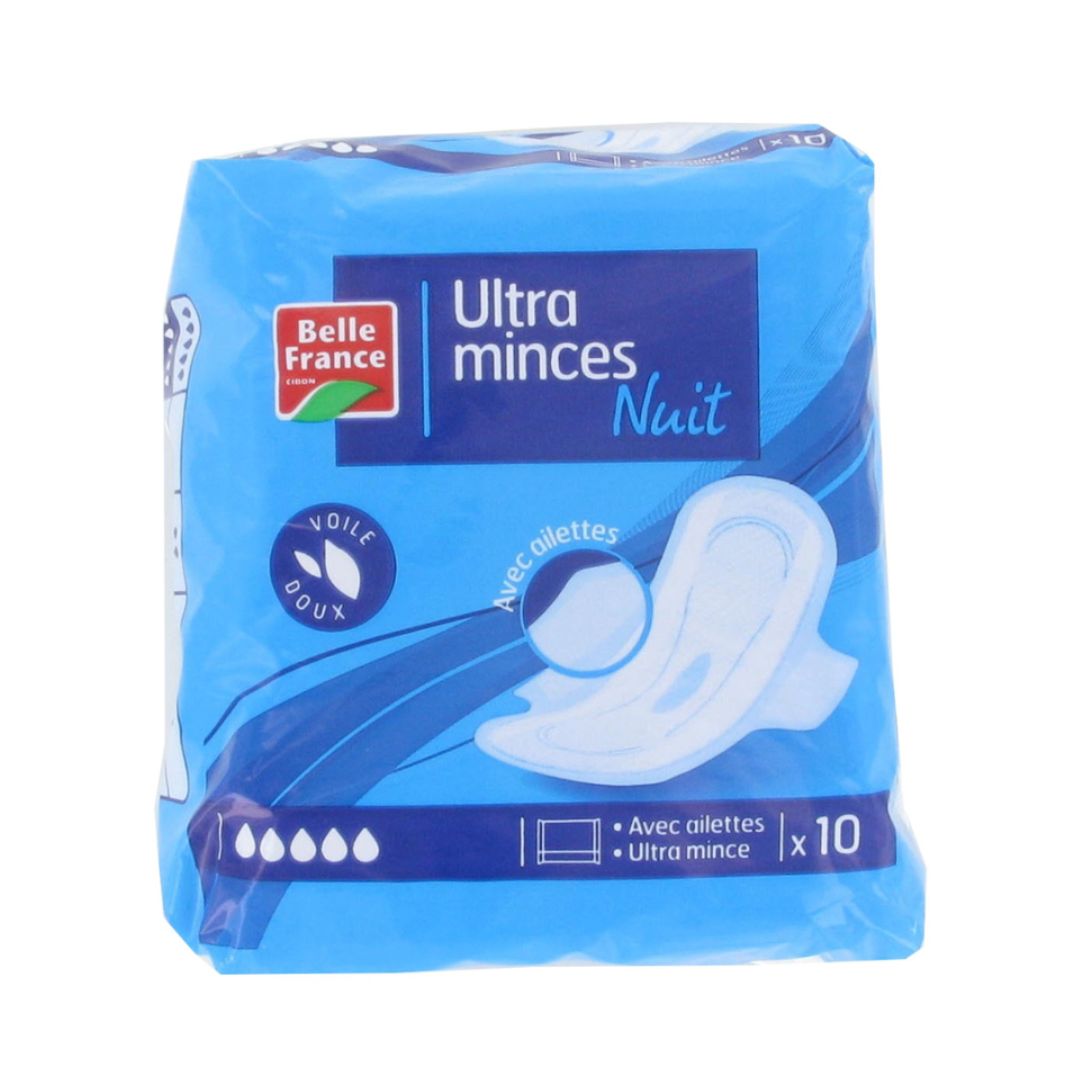 BELLE FRANCE ULTRA MINCE NUIT AILETTES X10