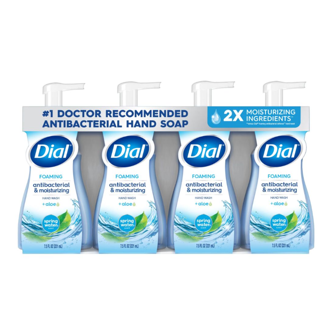 Dial Antibacterial Foaming Hand Soap, Spring Water, 7.5 fl. oz., 4 pk
