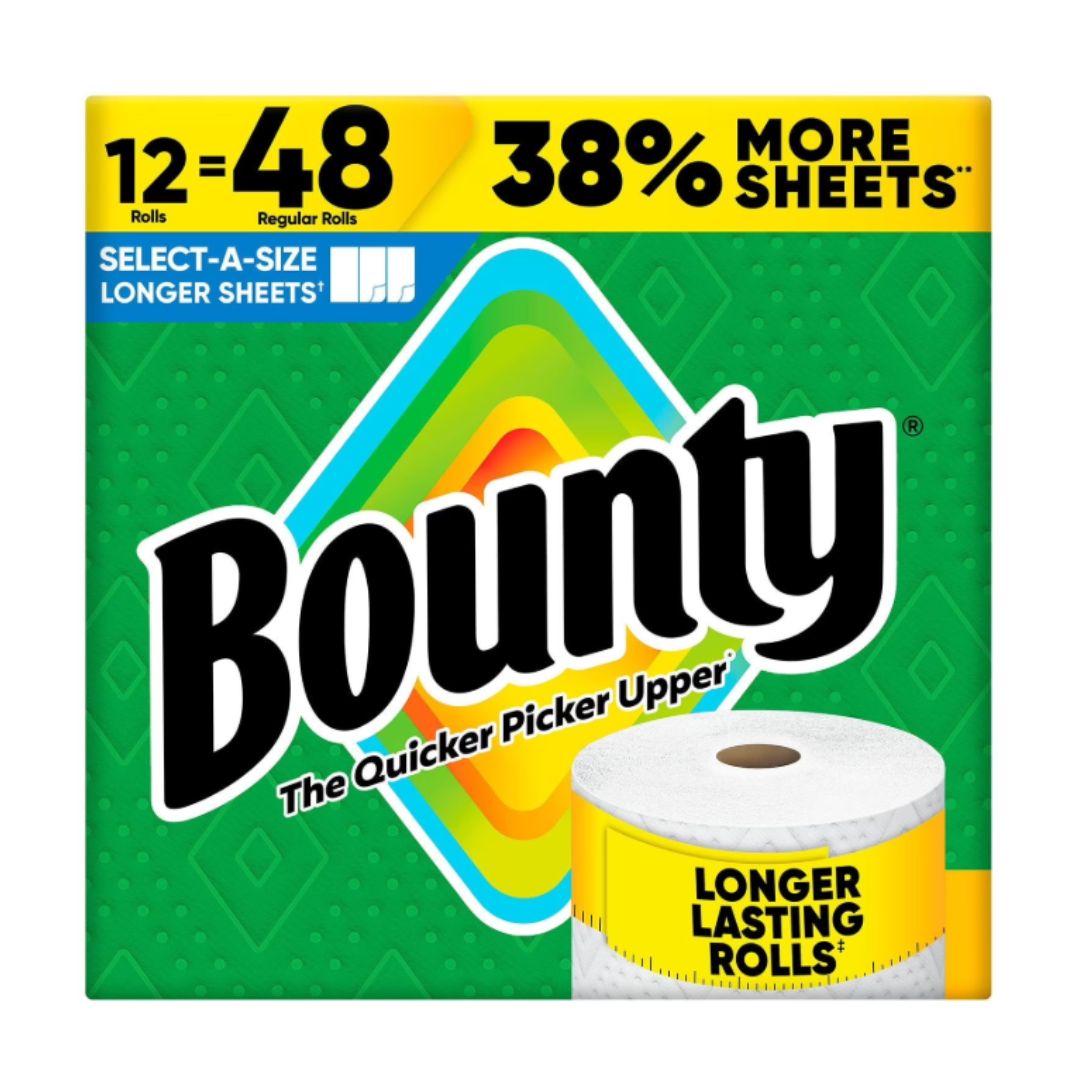 Bounty Select-A-Size 2-Ply Paper Towels, 12 Rolls, 165 Sheets/Roll
