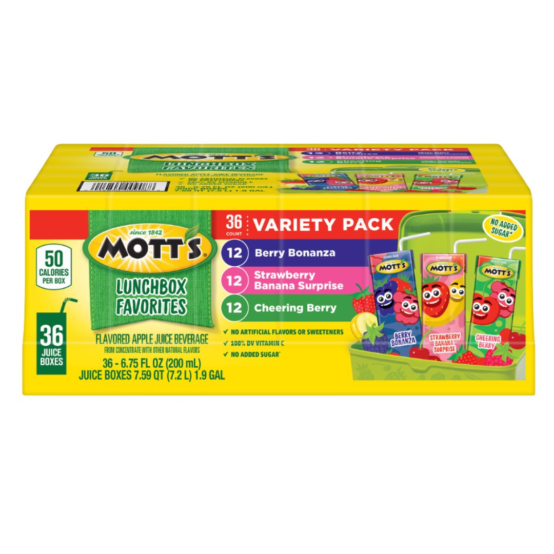 Mott’s Lunchbox Favorites Juice Drink, Variety Pack, 6.75 fl oz, 36 ct