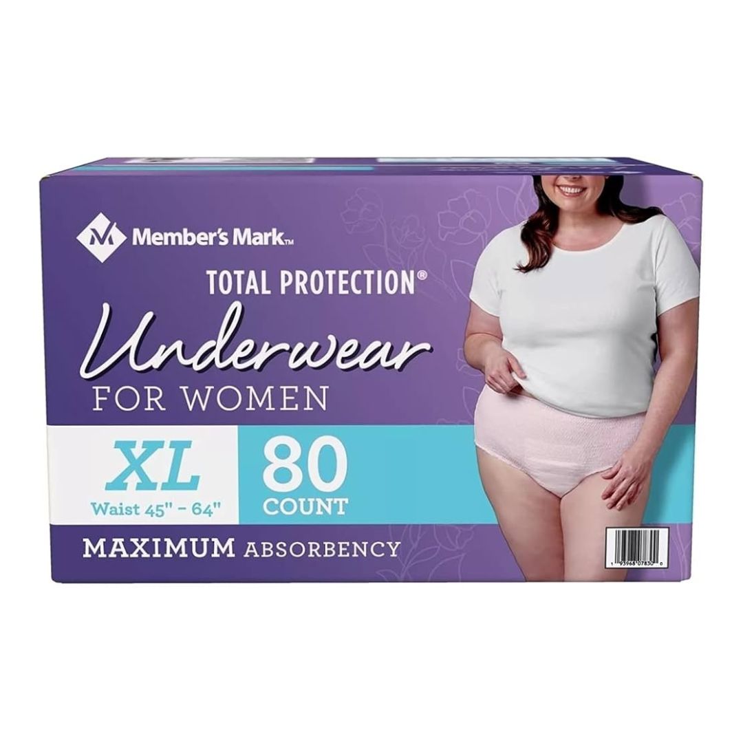 Member's Mark Total Protection Underwear for Women, Extra Large (80 Count)
