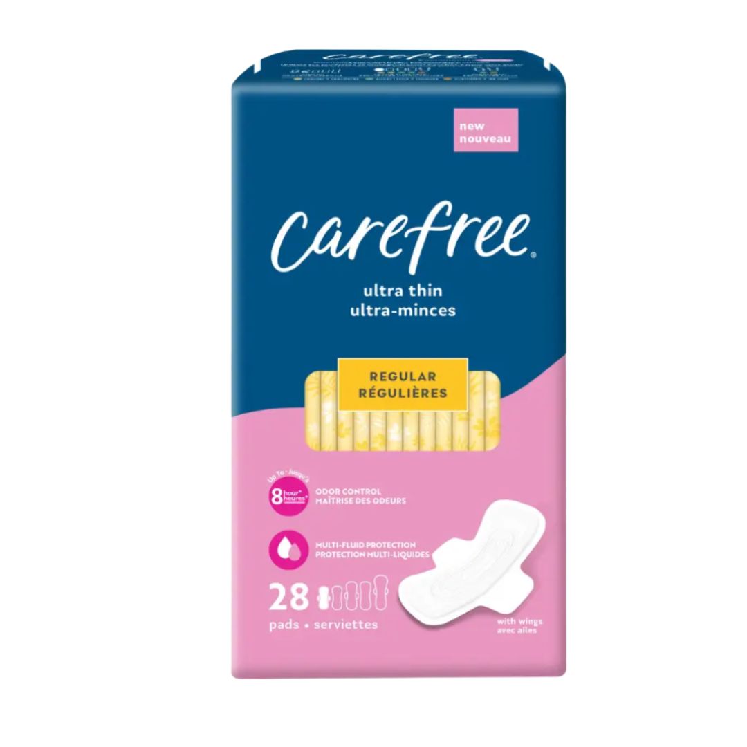 Carefree® Ultra Thin Regular Pads, With Wings 28 /4 CT