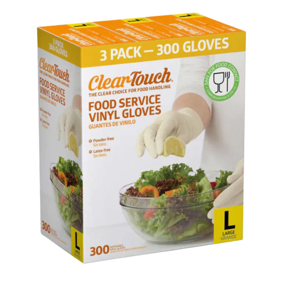 Clear Touch, Food Service Vinyl Gloves, Large 100CT / 3PK