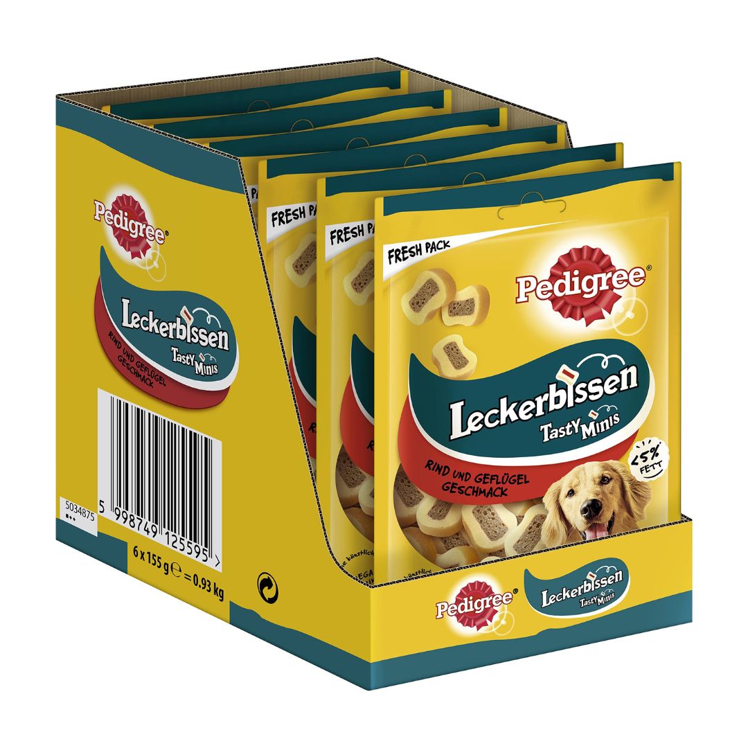 Pedigree Tasty Mini Small Beef Dog Snack, 6 x 155 g
