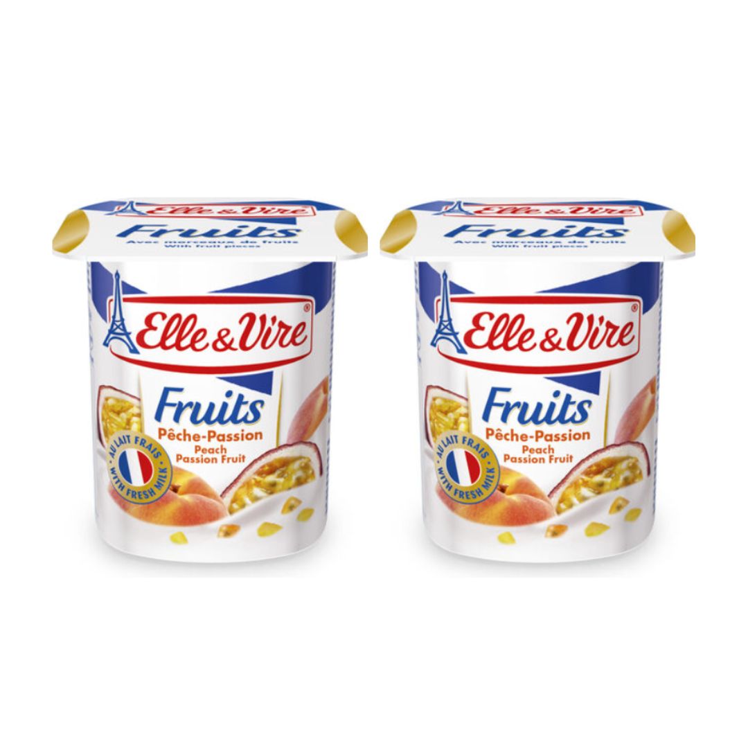 ELLE & VIRE FRUIT PEACH PASSION YOGHURT 125 Grams 6 / 4