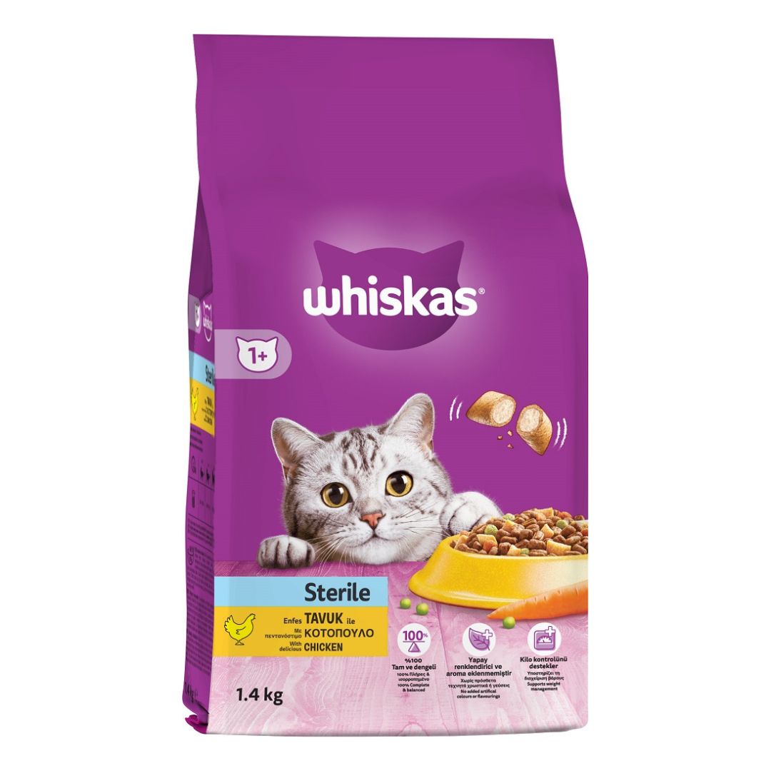 Whiskas 1+ Sterile Cat Dry Food Chicken 1.4kg / 6