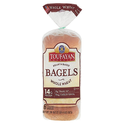 TOUFAYAN BAGELS WHOLE WHEAT 4OZ