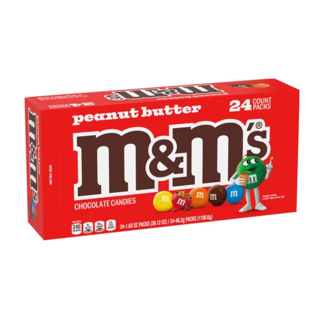 M&M's Chocolate Candy, Peanut Butter, Full Size 1.63 oz, 24-count