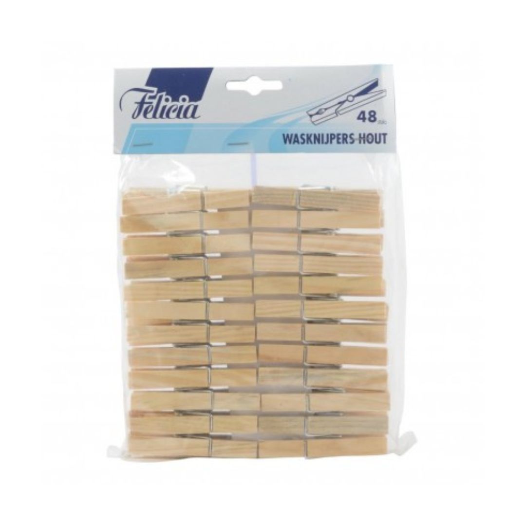FELICIA WASKNIJPERS HOUT SET 48pcs