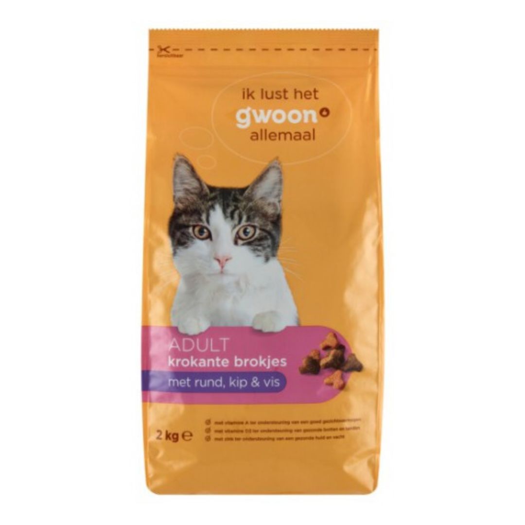 G'WOON KAT KROKANTJES VLEES VIS 2KG / 6