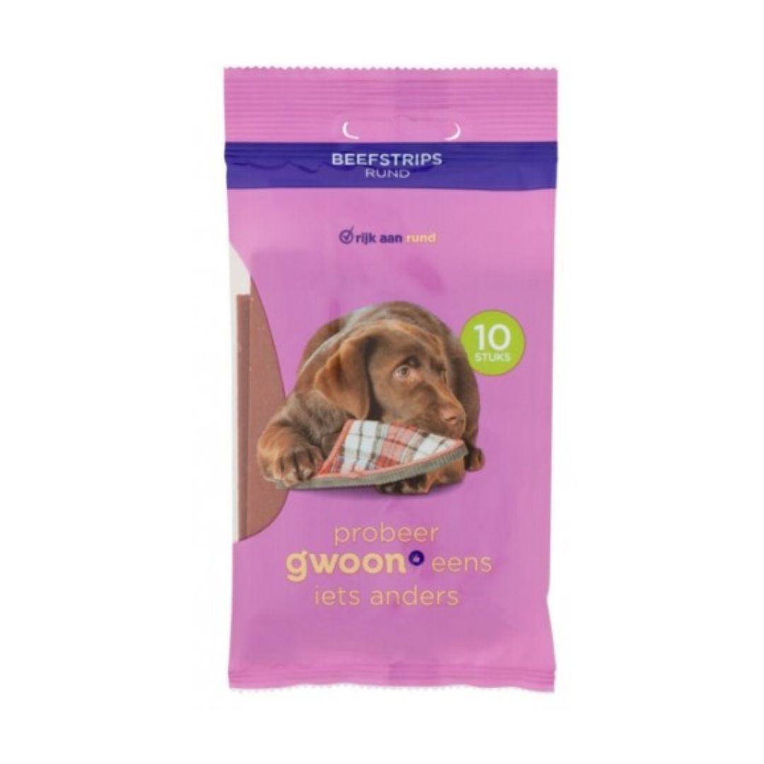 G'WOON HOND BEEFSTRIPS 90GR / 18