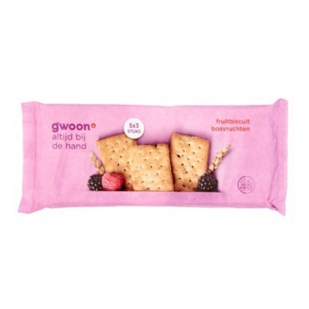 G'WOON FRUITBISCUIT BOSVRUCHTEN 218 GR