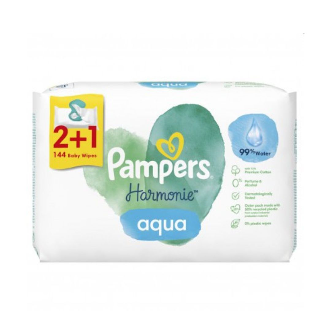 Pampers Wipes Harmonie Aqua 144 St