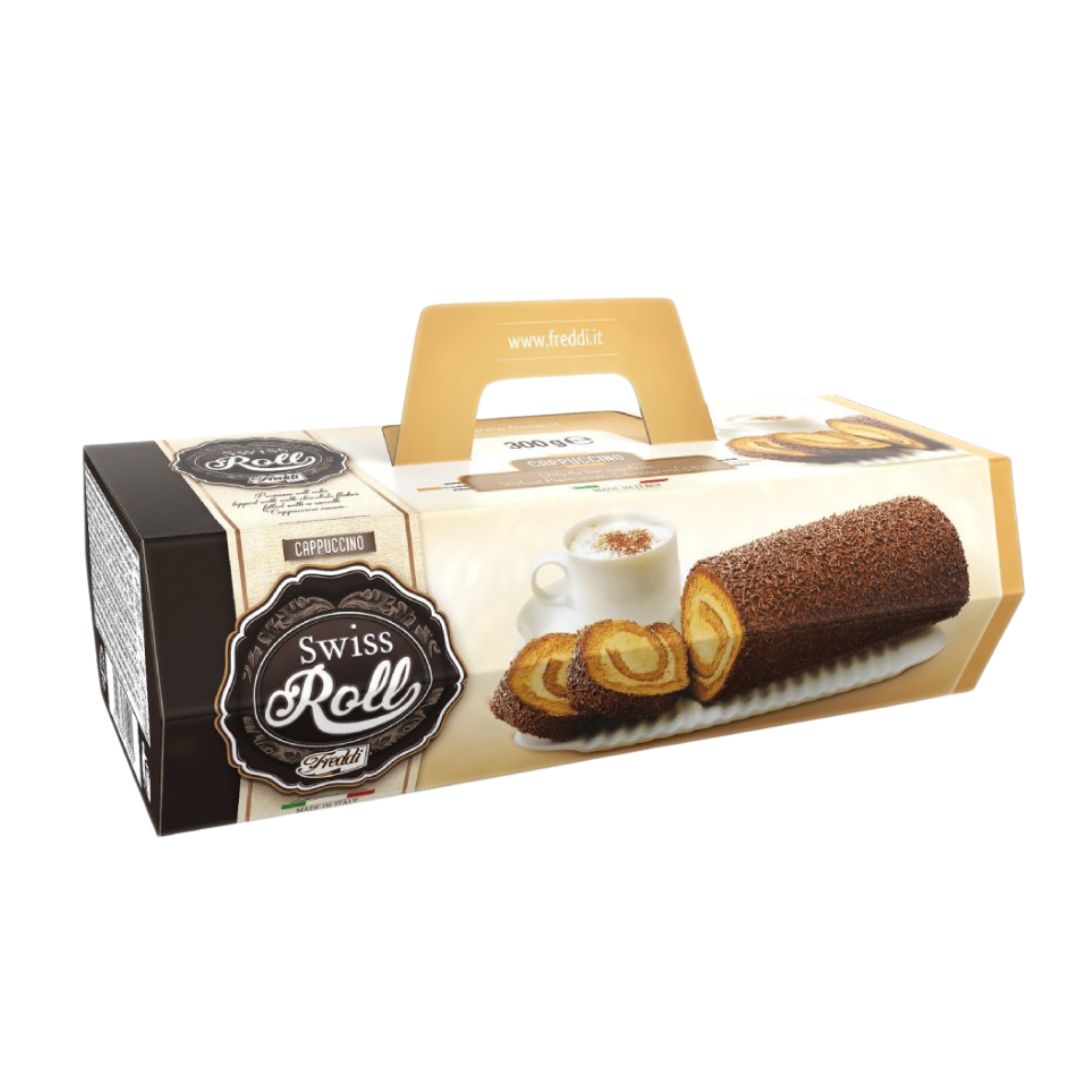 FREDDI SWISS ROLL CAPPUCCINO - PREMIUM ROLLED CAKE FILLED WITH COFEE 300gr