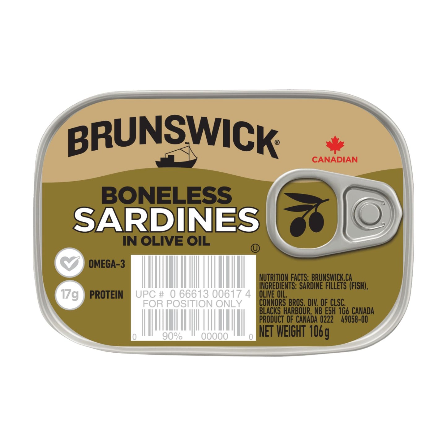 Brunswick Boneless Sardines in Olive Oil - 106g