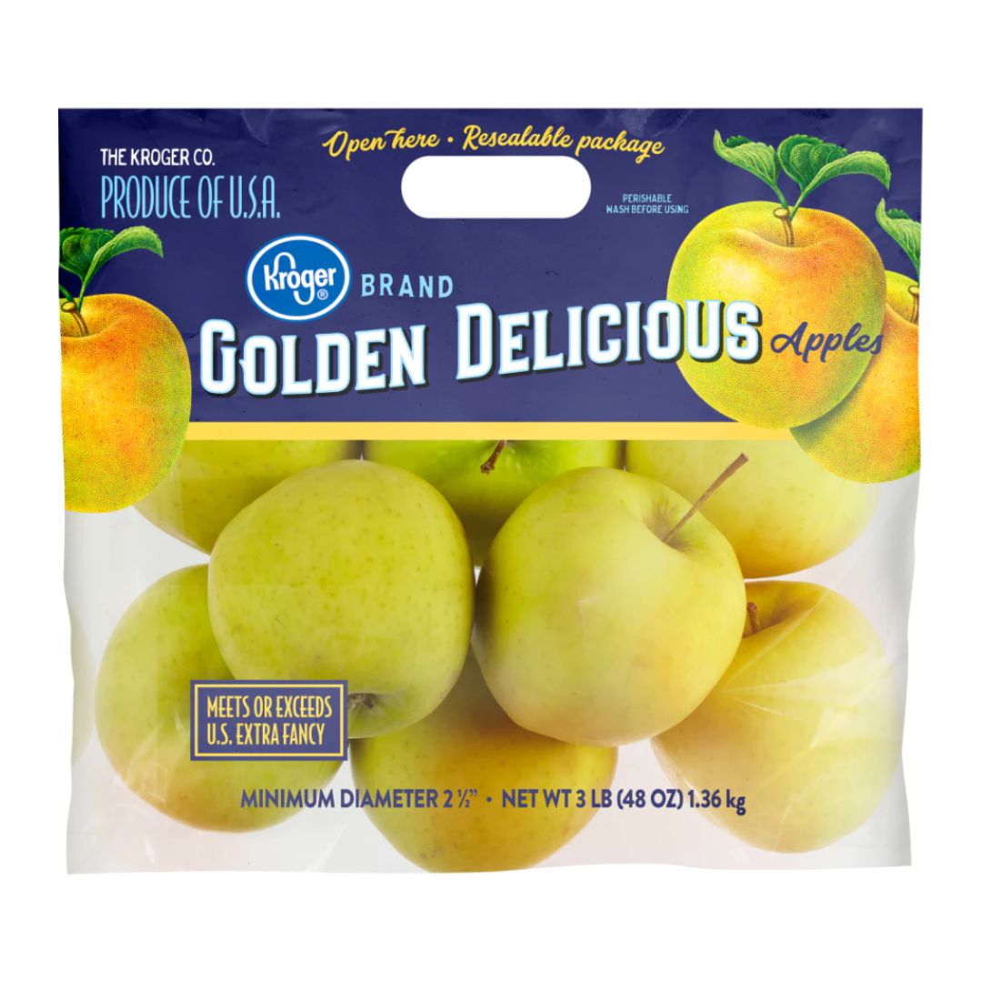 Golden Delicious Apples Pouch, 3 lb / 8