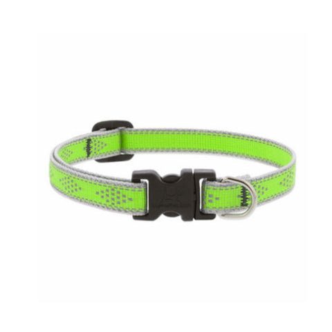 Adjustable Puppy & Small Dog Collar, Reflective Green Diamond Pattern, 1/2 x 10 - 16-In.