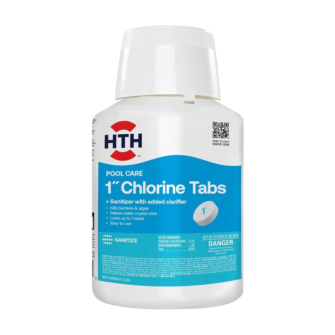 HTH 42047 Pool Care 1" Chlorine Label, Swimming Pool Chlorinator, 5 lbs.