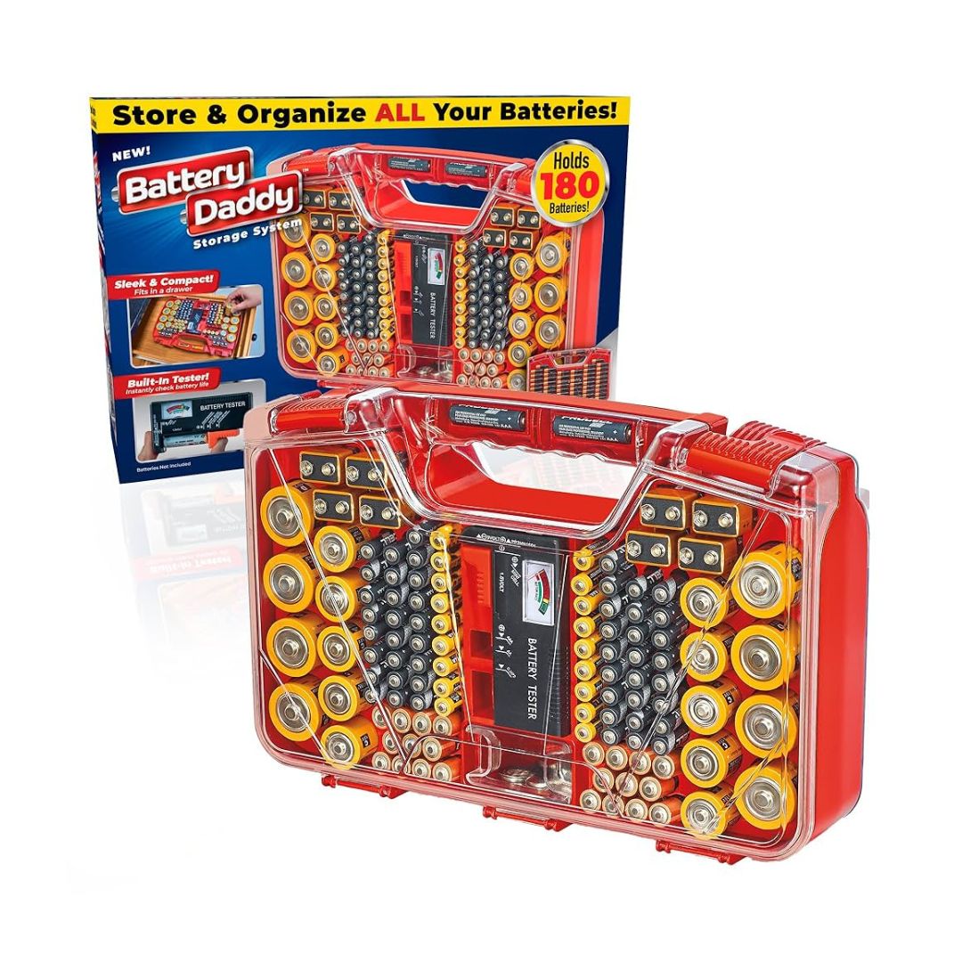 Battery Daddy, 180 Battery Organizer and Storage Case with Tester