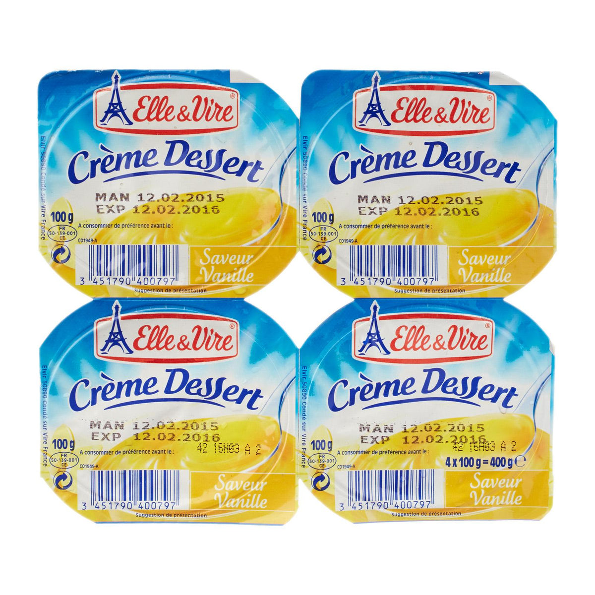 ELLE & VIRE Dessert Creme Vanille 100gm 4/pack 12