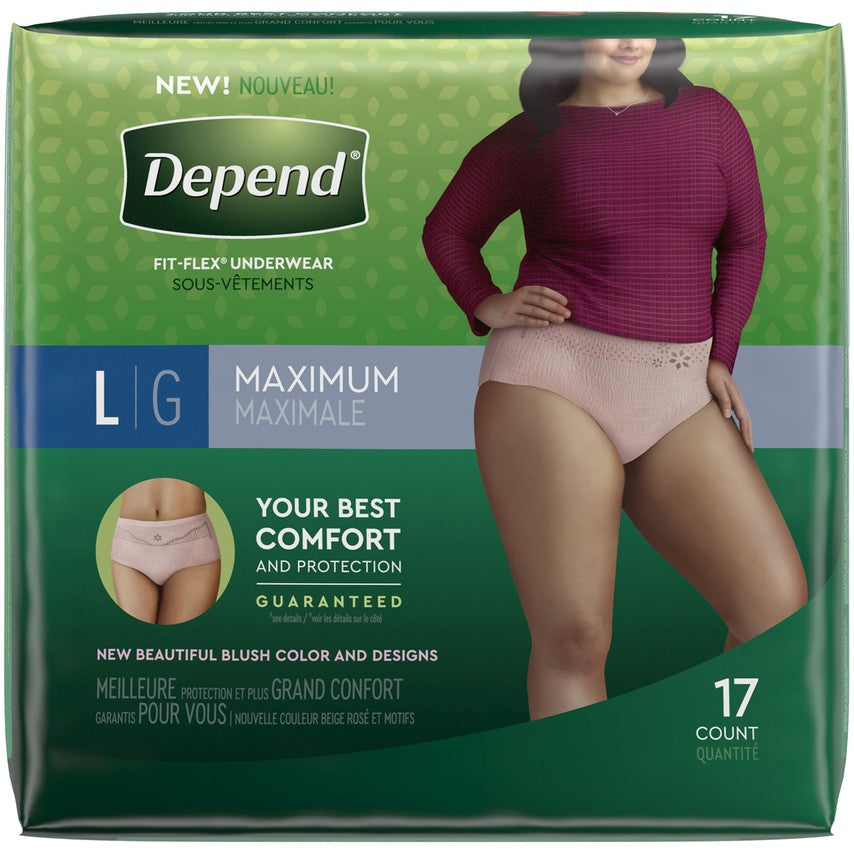 DEPEND UNDERWEAR WOMEN LARGE MAX ABS 17x2Pack