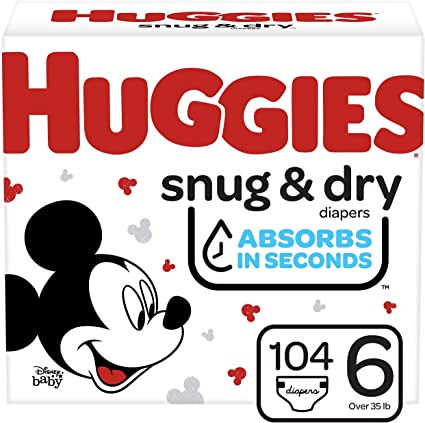 HUGGIES DIAPERS HUGE PACK Size 6 (104 CT)