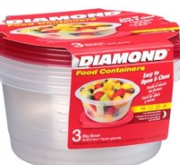 DIAMOND BIG BOWL 48OZ FOOD CONTAINER 3COUNT / 6PK