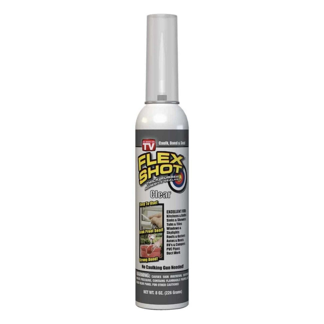 FLEX SHOT Caulking Rubber Sealant, Clear, 8-oz.