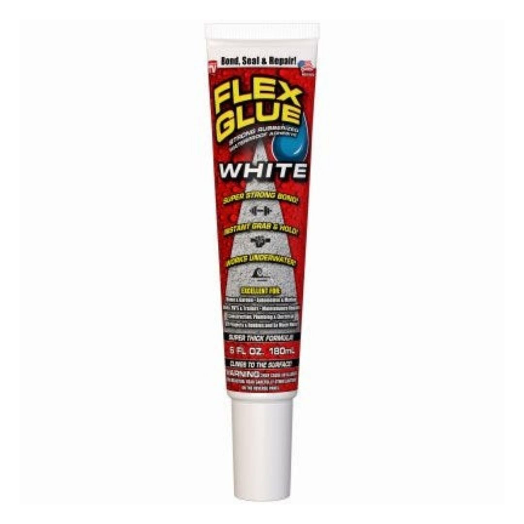 FLEX GLUE Rubberized Waterproof Adhesive, White, 6-oz.