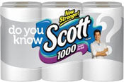 Scoot Bathroom Tissues White 1 Ply 4 / 12 Rolls