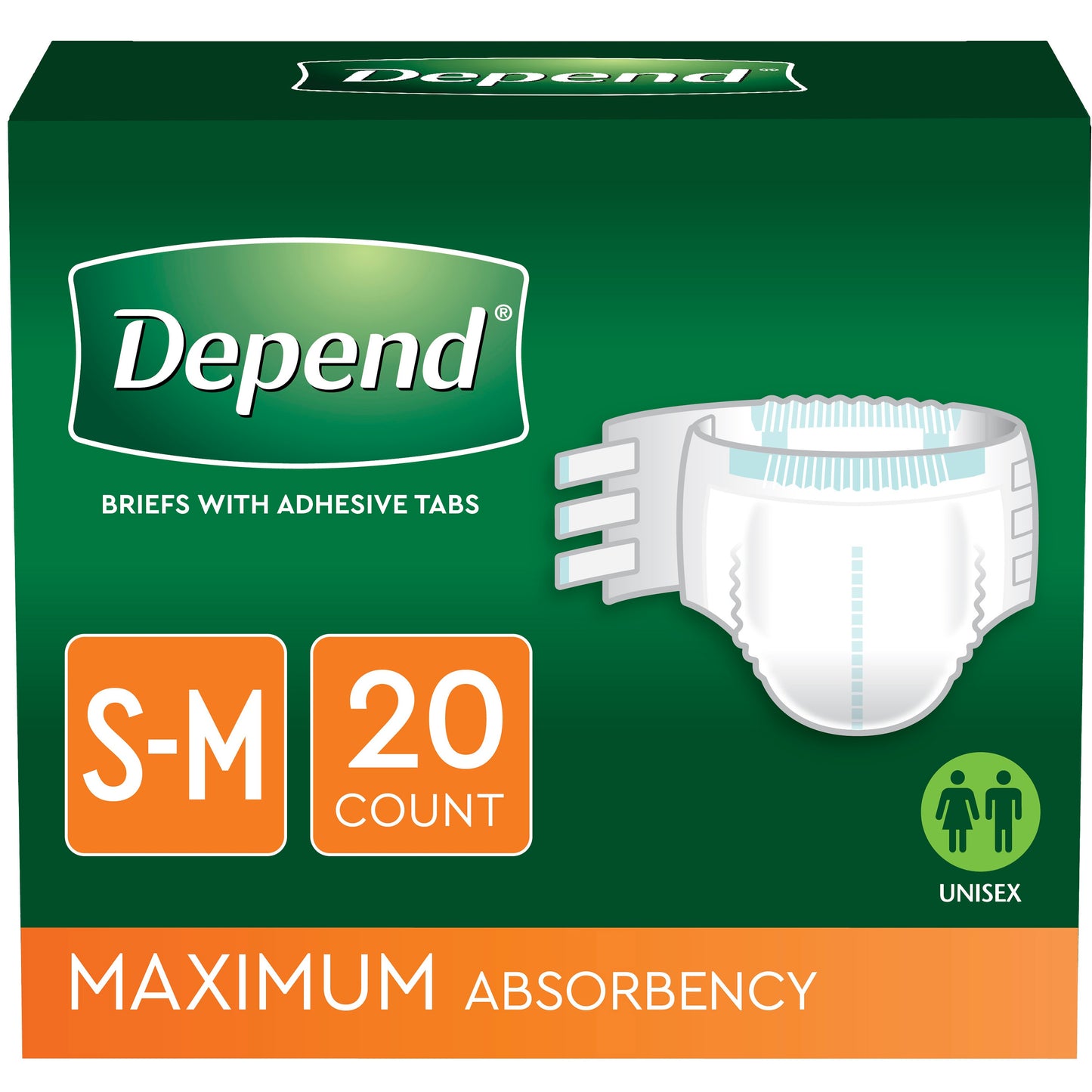 DEPEND ADJUSTABLE UNISEX MAXIMUM ABSORBENCY S/M (3 x 20)