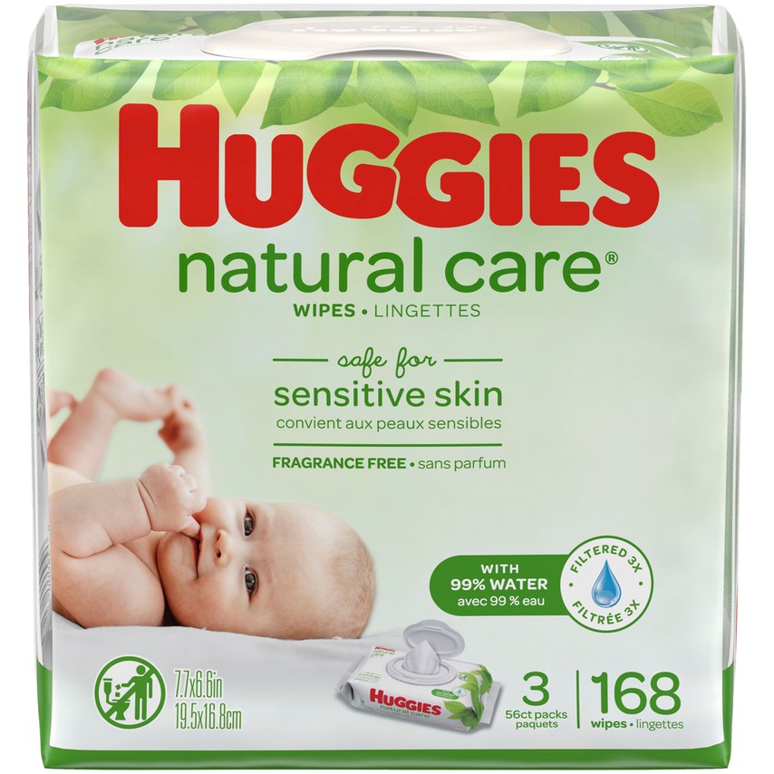 WIPES NATURAL CARE SENSITIVE 3X3X56 =504 WIPES