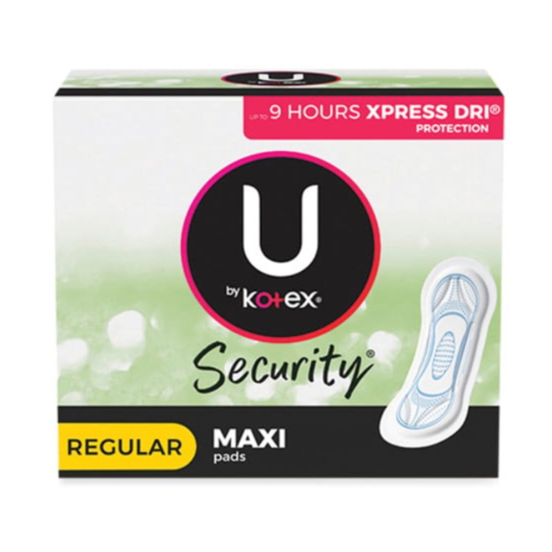 U by Kotex Security Regular Maxi Pads, Unscented, 48/Pack x 4Case