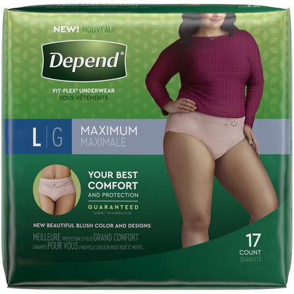 DEPEND UNDERWEAR WOMEN LARGE MAX ABS 17x2Pack