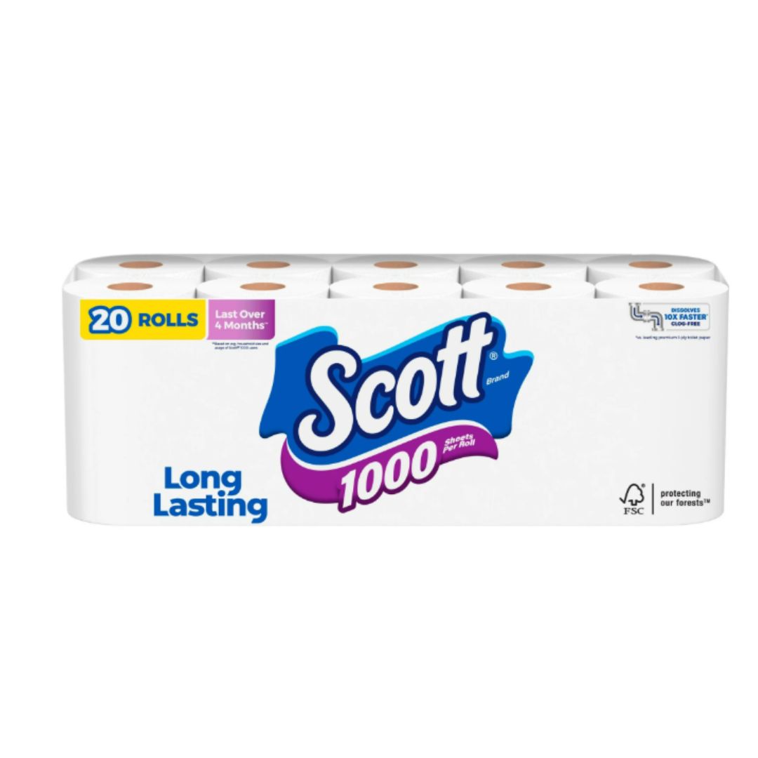 Scott Bath Tissue 1000 Sheet Rolls 20ct/pack
