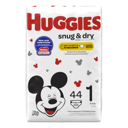 Huggies Snug & Dry Baby Diapers, Size 1 (Fits 8-14 lb.), 44 Count, Jumbo Pack / 4