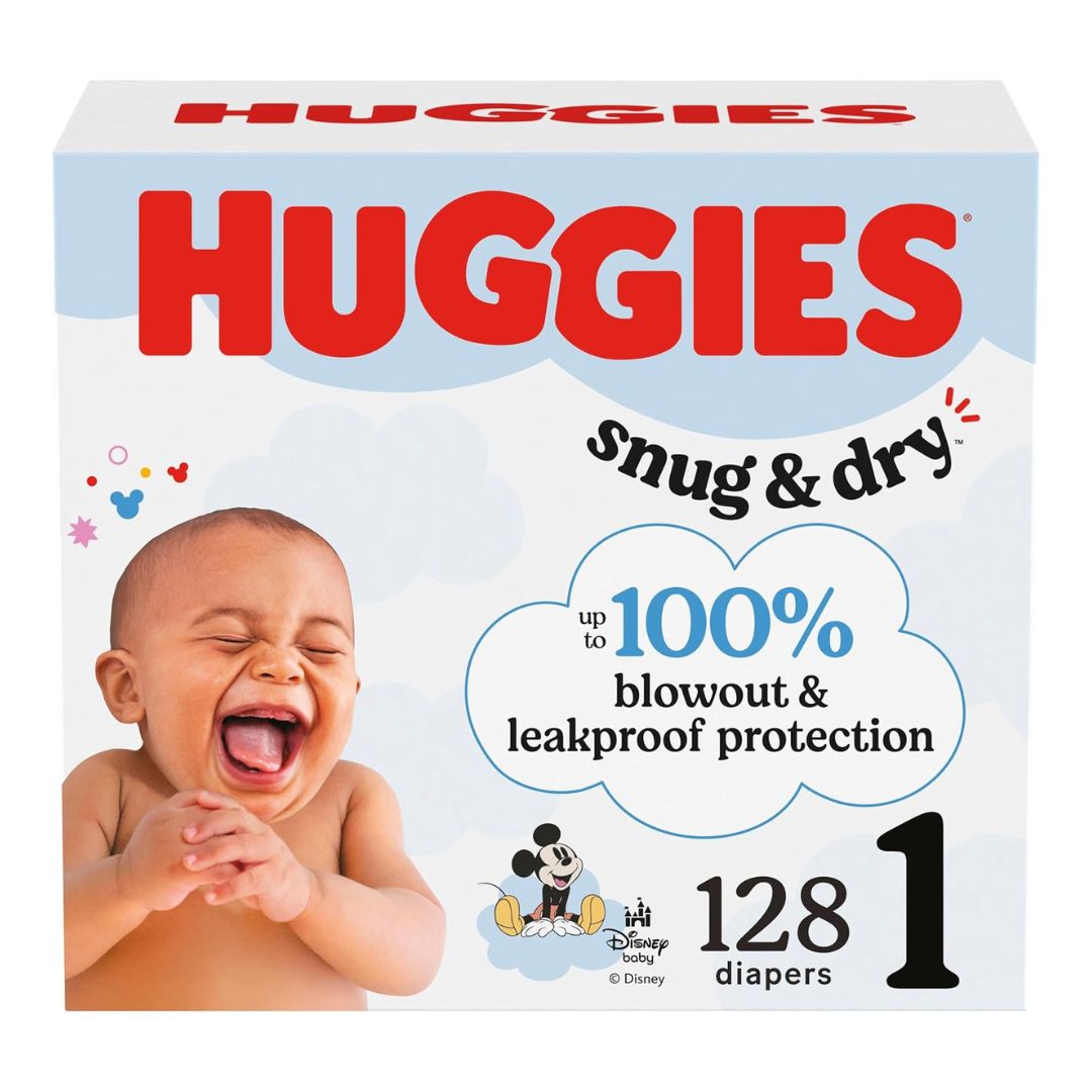 Huggies Diapers, Snug & Dry Newborn Diapers, Size 1 (8-14 lbs), 128 Count / 1