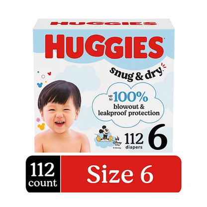 Huggies Snug & Dry Baby Diapers, Size 6 (35+ lbs) - 112 Count