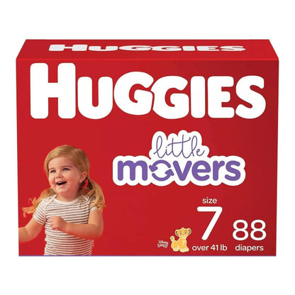 Huggies Little Movers Diapers, Size 7-41+ Pounds (88 Count)