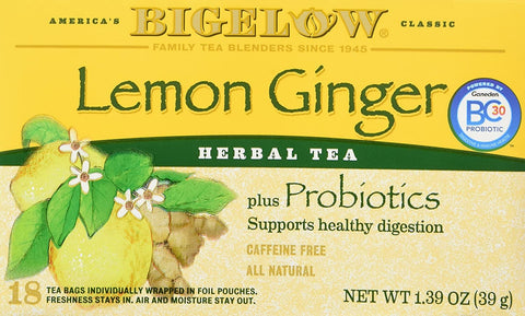 BIGELOW LEMON GINGER+PROBIOTICS 18 BAGS IN 1 PACK