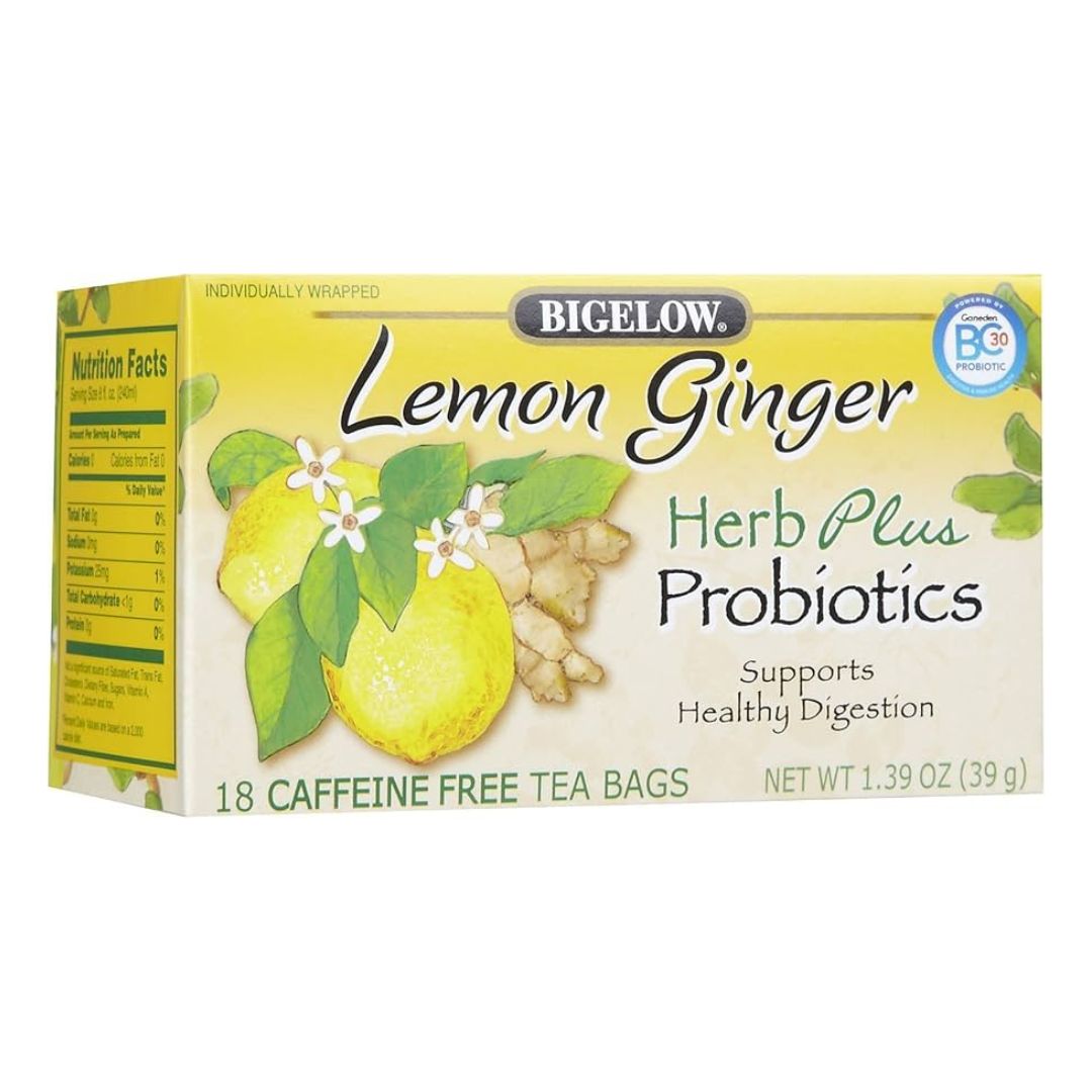 Bigelow Tea Herb Plus Probiotics Lemon and Ginger 18 Bags