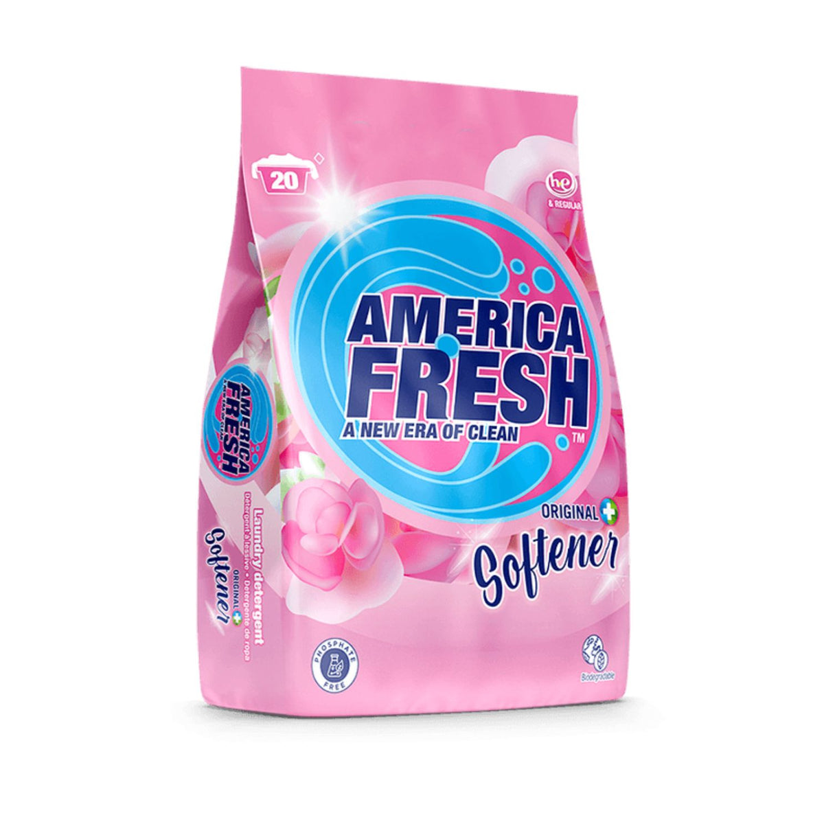 America Fresh DETERGENT W/ SOFTENER PINK 10 X 2 KG
